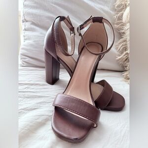 Open toe Brown Heels